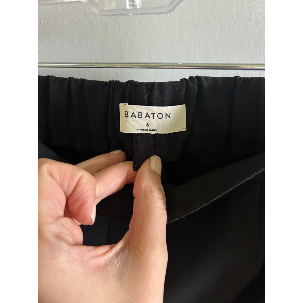 Babaton Black Trousers White Side Stripe Straight Leg Dress Pants Size 6 - Picture 3 of 3